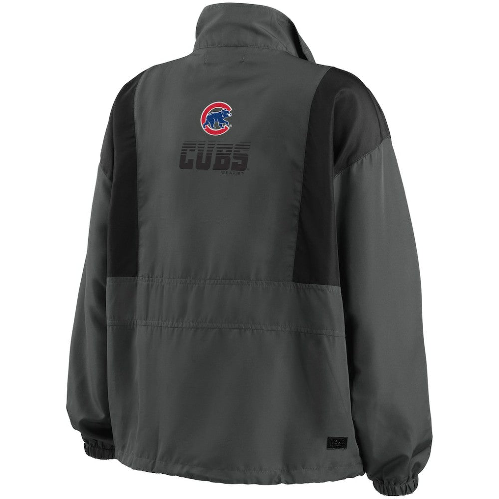 Chicago Cubs WEAR by Erin Andrews Women's Packable Half-Zip Jacket Charcoal