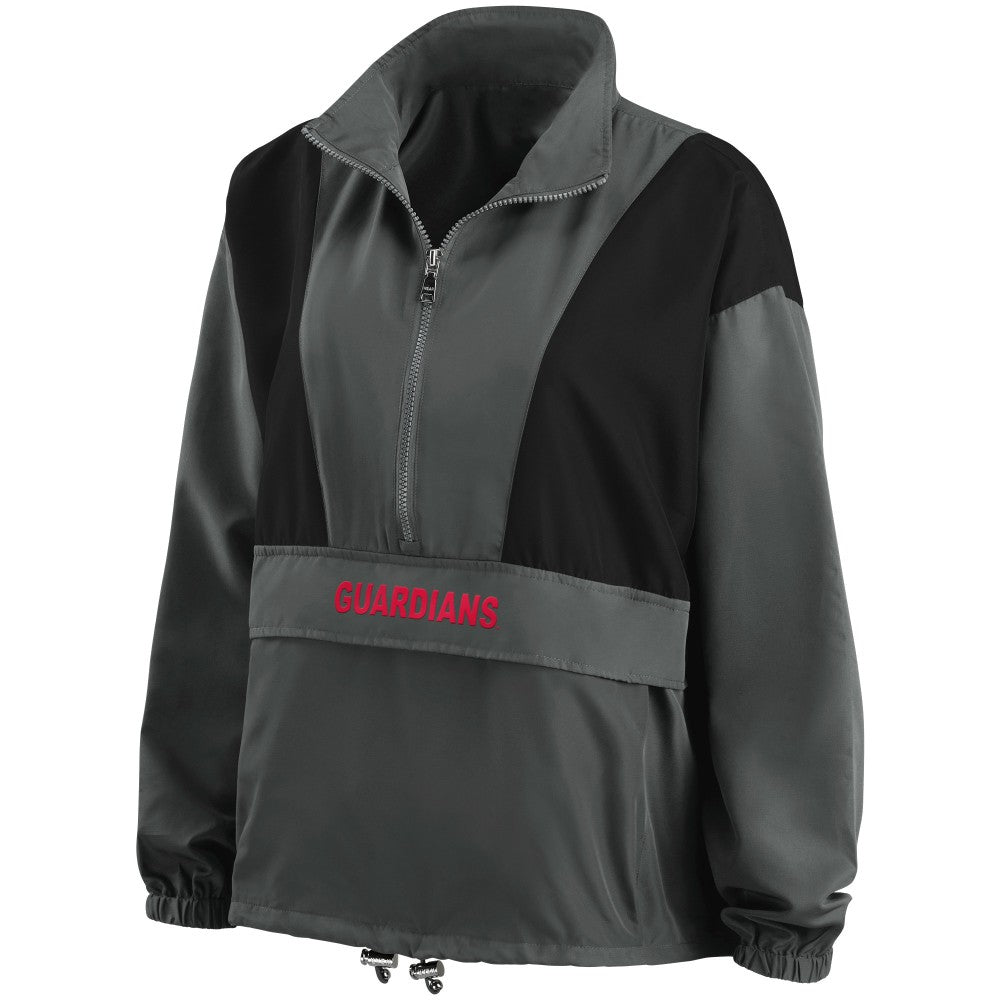 Cleveland Guardians WEAR by Erin Andrews Women's Packable Half-Zip Jacket Charcoal