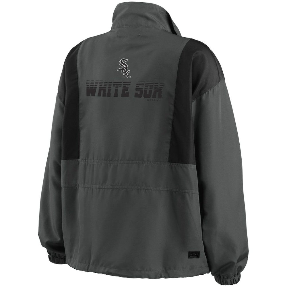 Chicago White Sox WEAR by Erin Andrews Women's Packable Half-Zip Jacket Charcoal