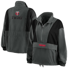 Minnesota Twins WEAR by Erin Andrews Women's Packable Half-Zip Jacket Charcoal