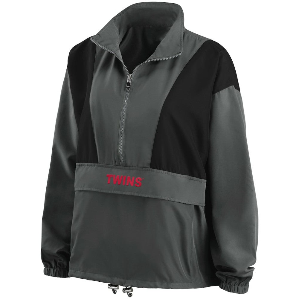 Minnesota Twins WEAR by Erin Andrews Women's Packable Half-Zip Jacket Charcoal