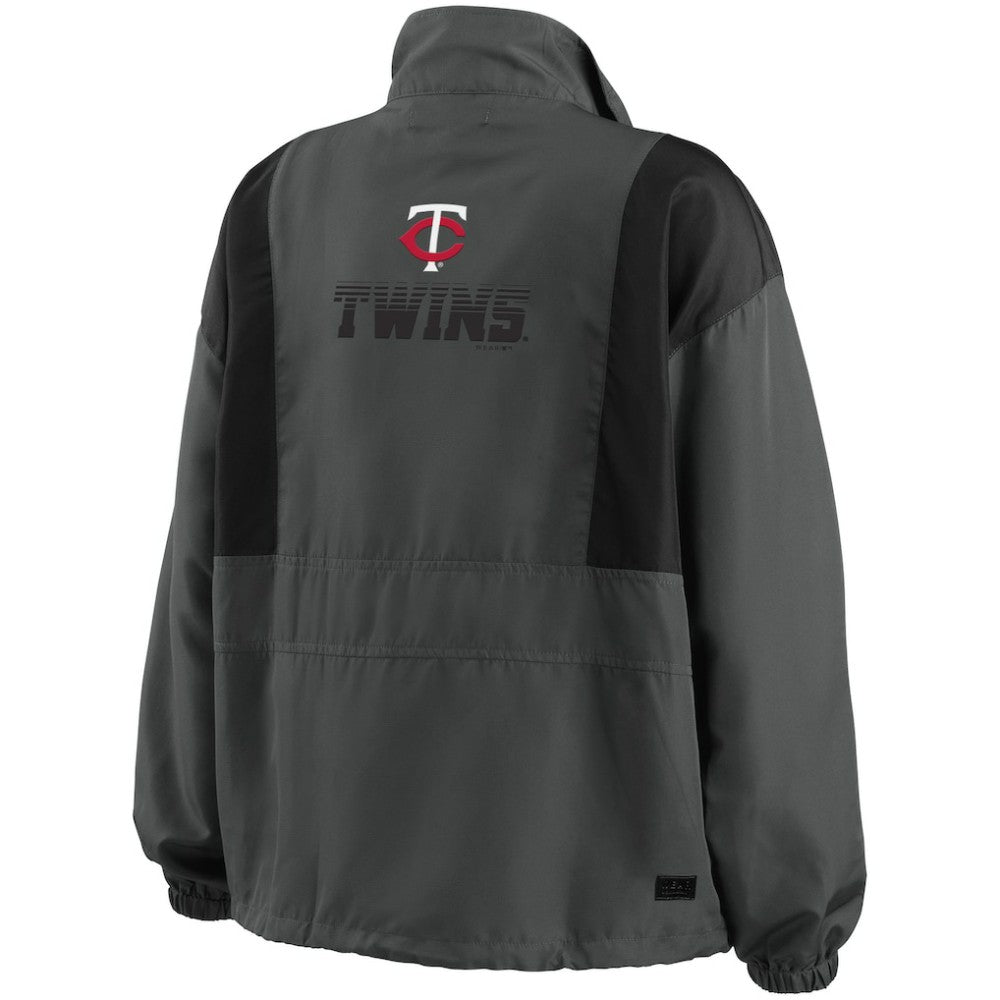 Minnesota Twins WEAR by Erin Andrews Women's Packable Half-Zip Jacket Charcoal