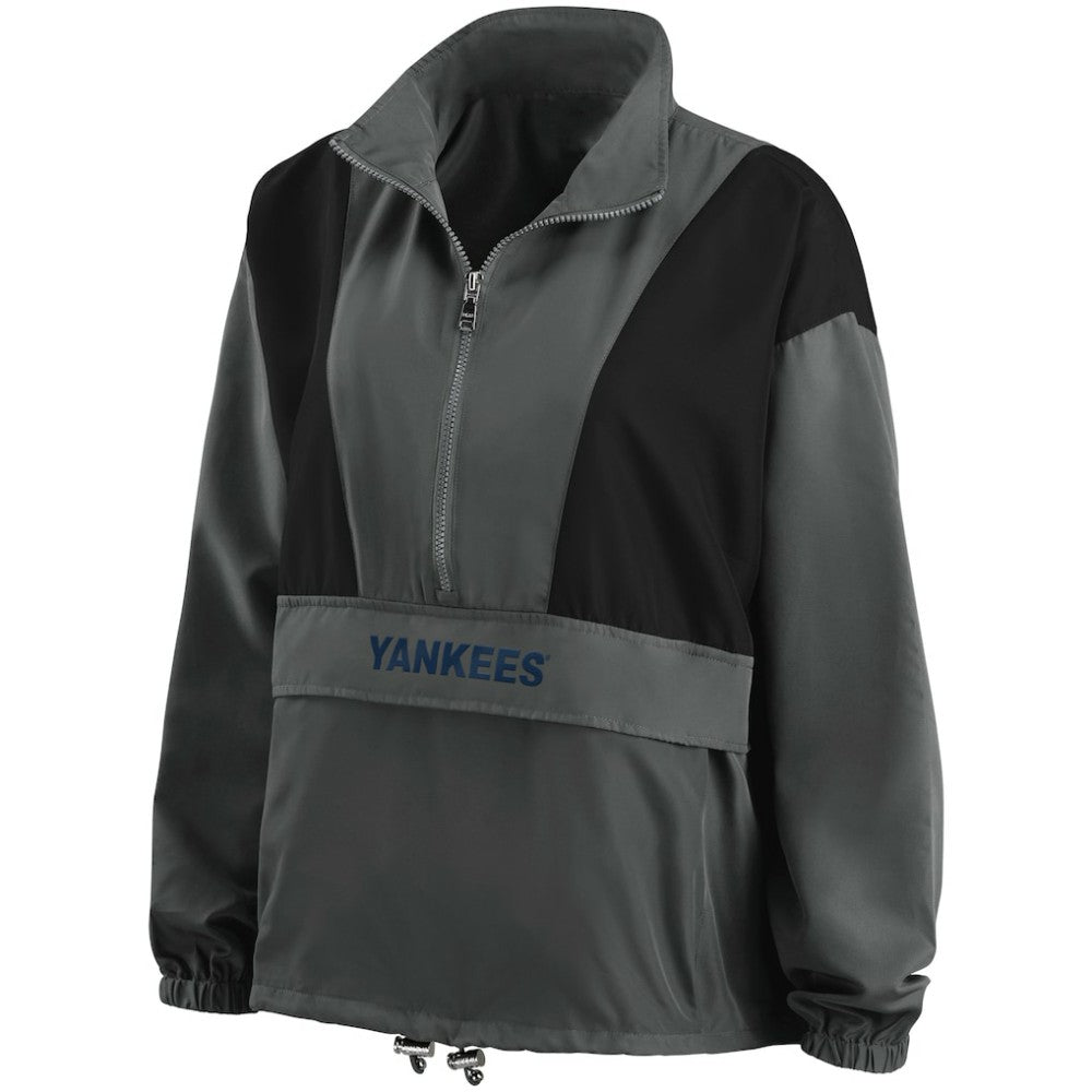 New York Yankees WEAR by Erin Andrews Women's Packable Half-Zip Jacket Charcoal