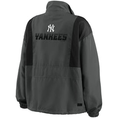 New York Yankees WEAR by Erin Andrews Women's Packable Half-Zip Jacket Charcoal