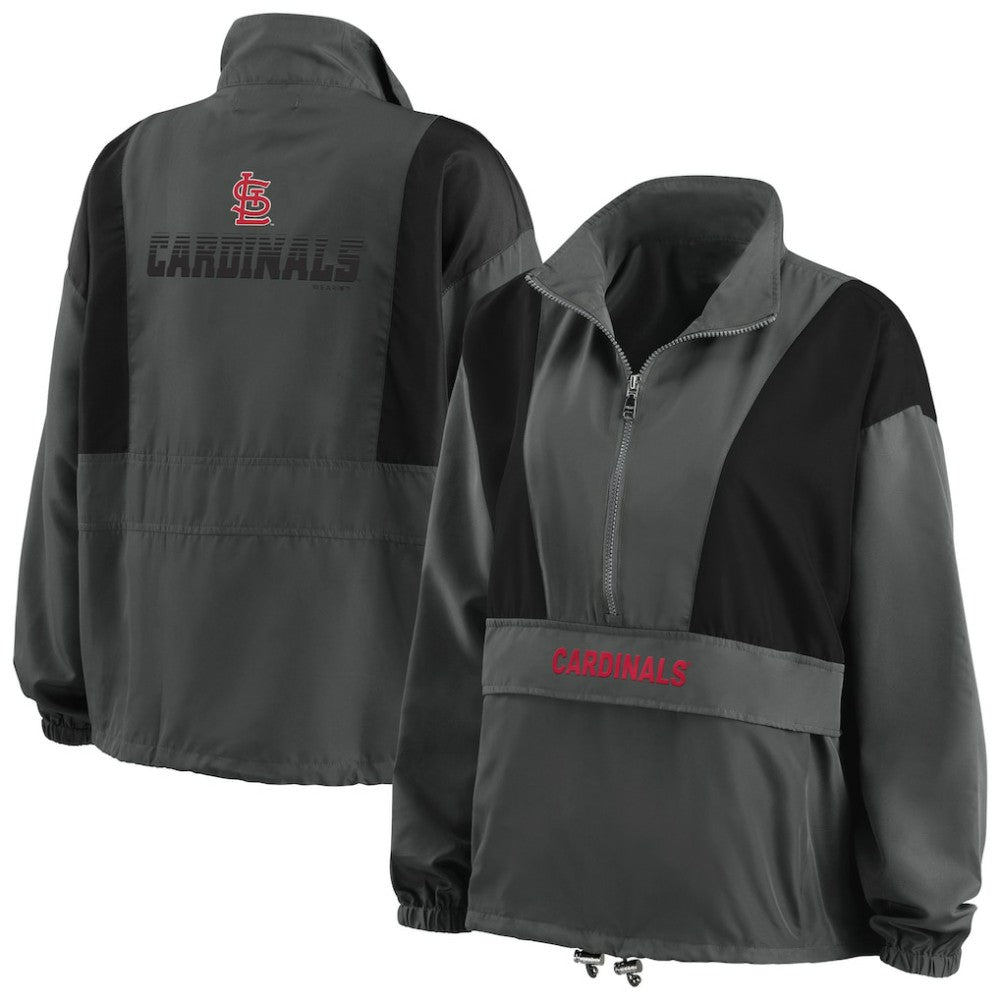 St. Louis Cardinals WEAR by Erin Andrews Women's Packable Half-Zip Jacket Charcoal