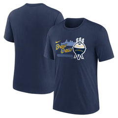 Milwaukee Brewers City Connect Tri-Blend T-Shirt Navy | Nike