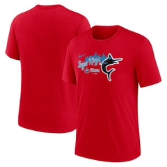 Miami Marlins City Connect Tri-Blend T-Shirt Red | Nike