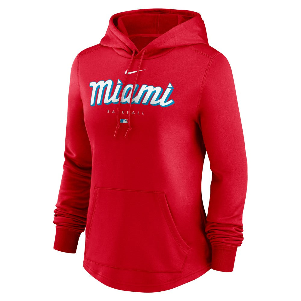Miami Marlins Women's City Connect Pregame Performance Pullover Hoodie Red | Nike