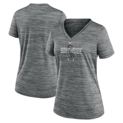 Chicago White Sox Women's City Connect Velocity Practice Performance V-Neck T-Shirt Gray | Nike