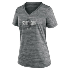 Chicago White Sox Women's City Connect Velocity Practice Performance V-Neck T-Shirt Gray | Nike