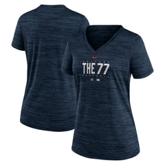 Chicago Cubs Women's City Connect Velocity Practice Performance V-Neck T-Shirt Navy | Nike