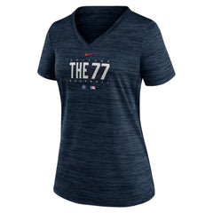 Chicago Cubs Women's City Connect Velocity Practice Performance V-Neck T-Shirt Navy | Nike