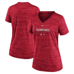 Miami Marlins Women's City Connect Velocity Practice Performance V-Neck T-Shirt Red | Nike