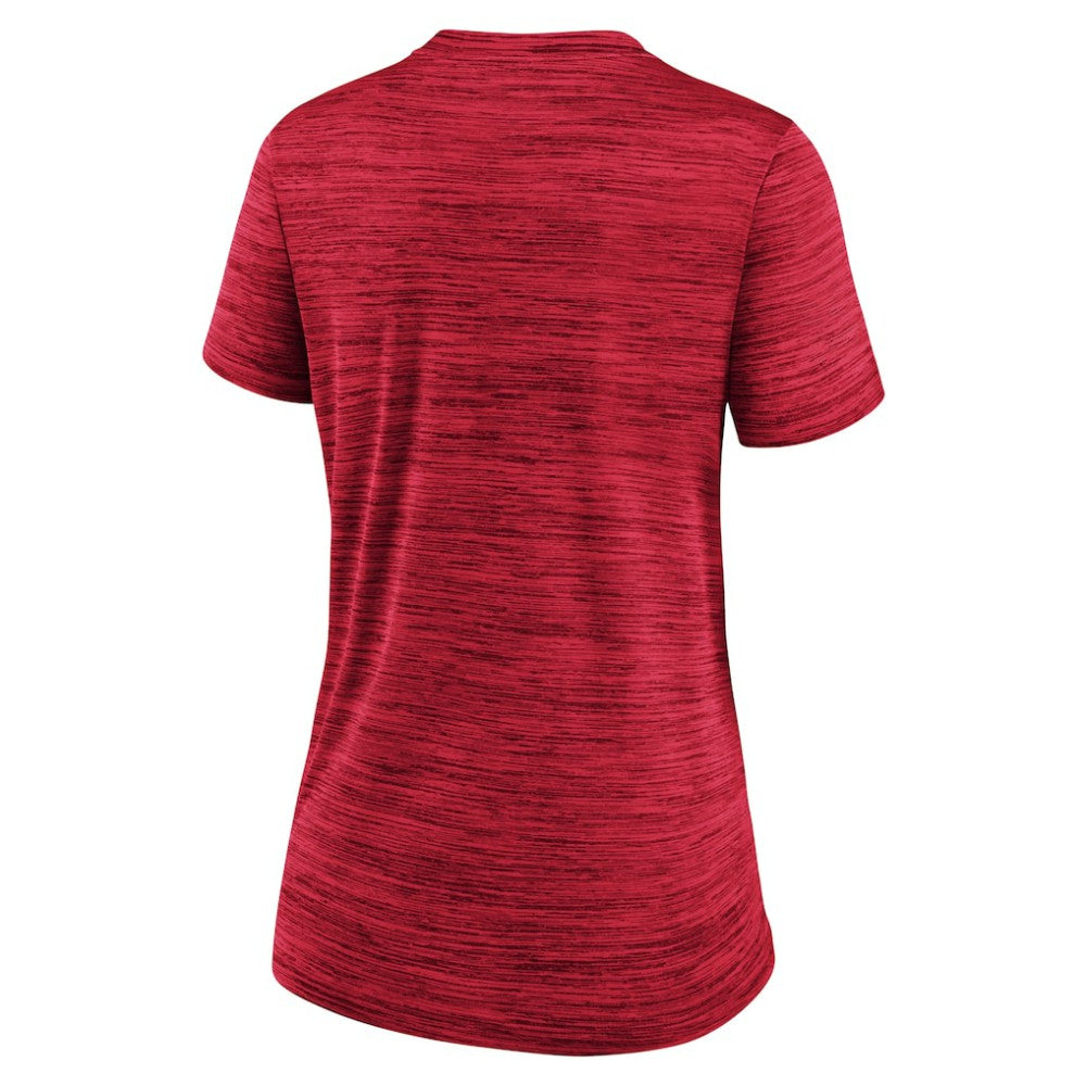 Miami Marlins Women's City Connect Velocity Practice Performance V-Neck T-Shirt Red | Nike