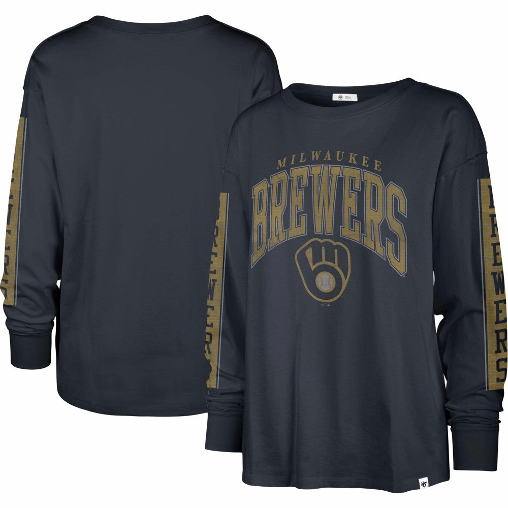 Milwaukee Brewers Women's Statement Long Sleeve T-Shirt Navy | 47 brand