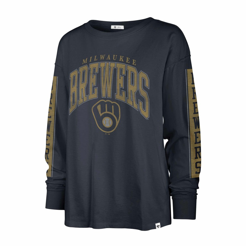 Milwaukee Brewers Women's Statement Long Sleeve T-Shirt Navy | 47 brand