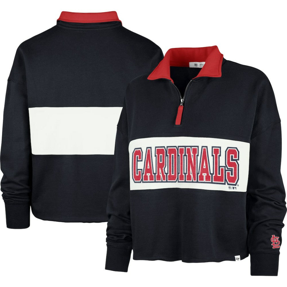 St. Louis Cardinals Women's Remi Quarter-Zip Cropped Top Navy | 47 brand