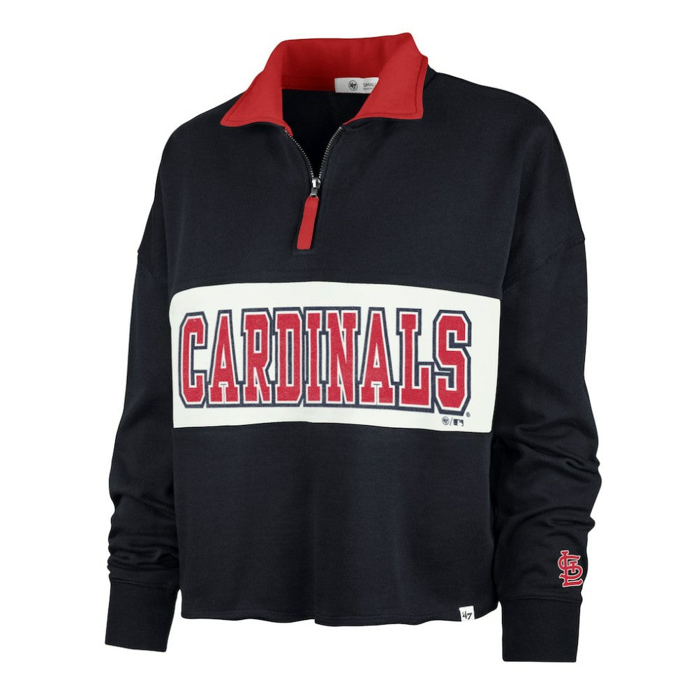 St. Louis Cardinals Women's Remi Quarter-Zip Cropped Top Navy | 47 brand