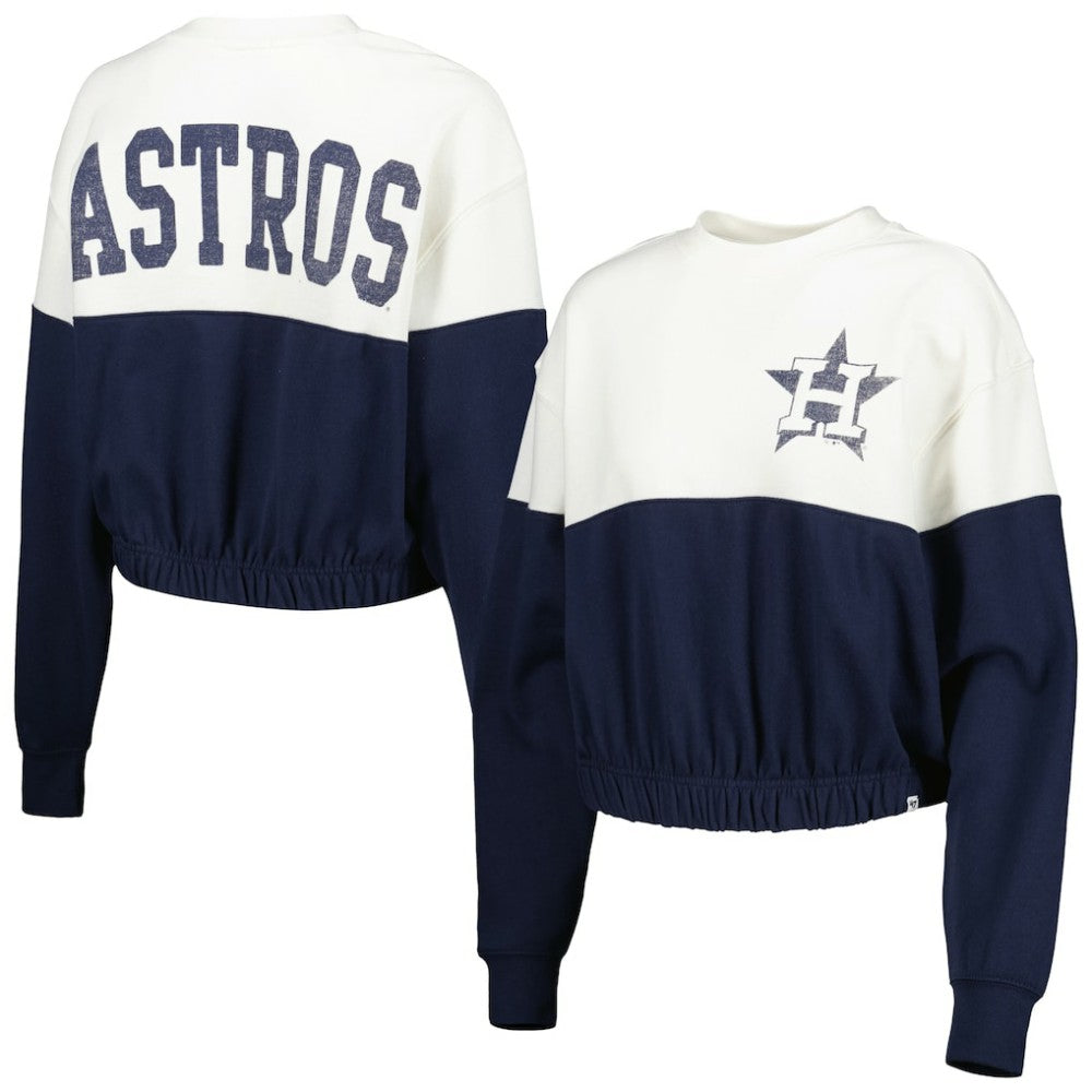 Houston Astros Women's Take Two Bonita Pullover Sweatshirt White/Navy | 47 brand