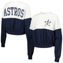 Houston Astros Women's Take Two Bonita Pullover Sweatshirt White/Navy | 47 brand