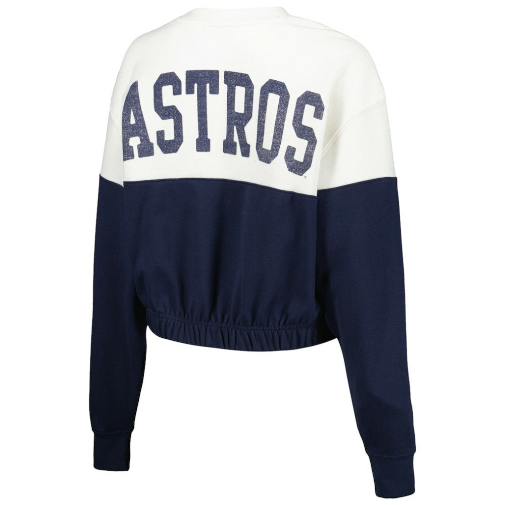 Houston Astros Women's Take Two Bonita Pullover Sweatshirt White/Navy | 47 brand