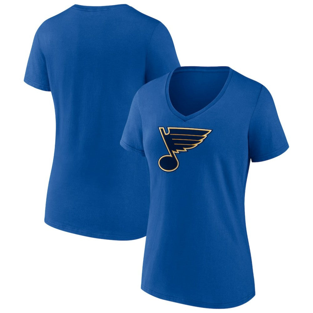 St. Louis Blues Fanatics Women's Primary Logo Team V-Neck T-Shirt Royal