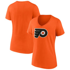 Philadelphia Flyers Fanatics Women's Primary Logo Team V-Neck T-Shirt Orange