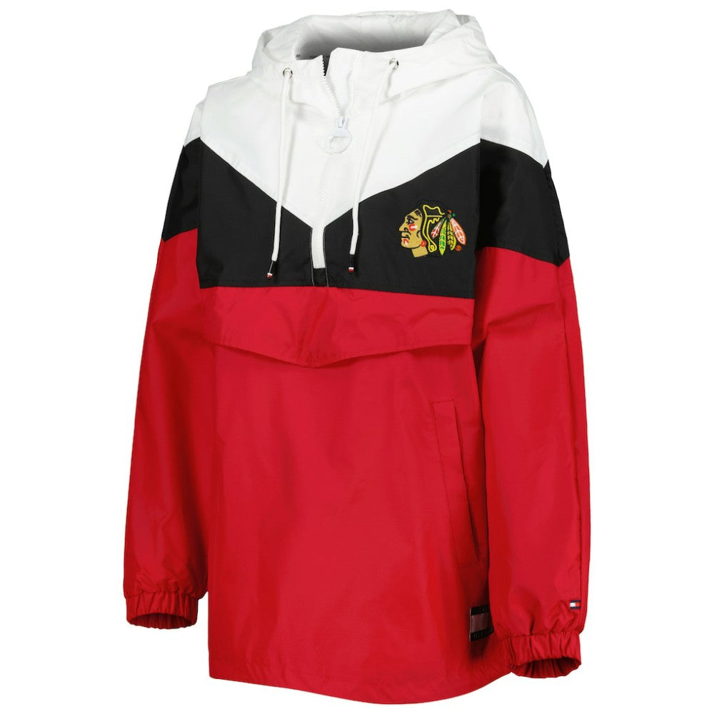 Chicago Blackhawks Tommy Hilfiger Women's Staci Half-Zip Windbreaker Jacket Black/Red