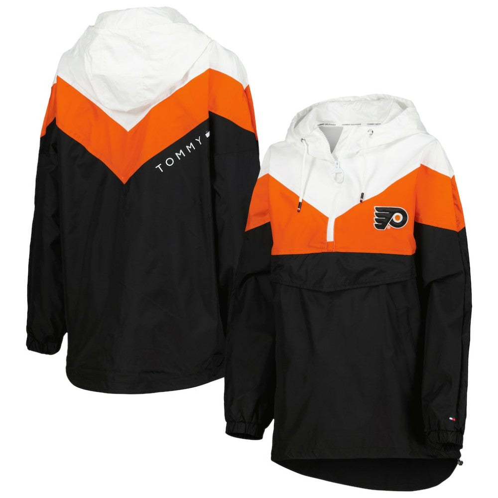 Philadelphia Flyers Tommy Hilfiger Women's Staci Half-Zip Windbreaker Jacket Orange/Black
