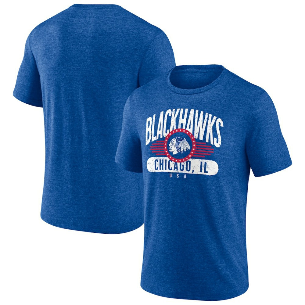 Chicago Blackhawks Badge of Honor Tri-Blend T-Shirt Royal