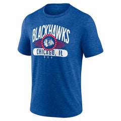 Chicago Blackhawks Badge of Honor Tri-Blend T-Shirt Royal