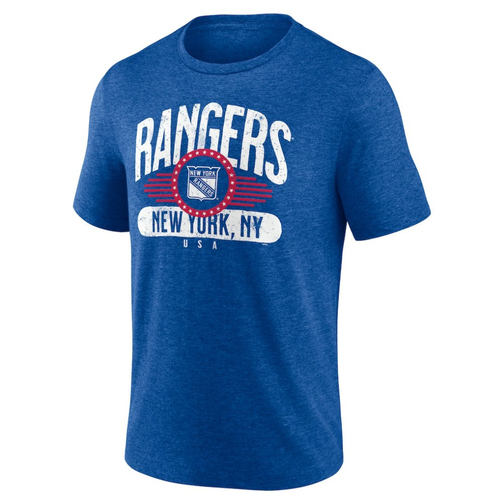 New York Rangers Badge of Honor Tri-Blend T-Shirt Blue