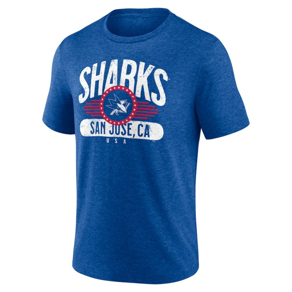 San Jose Sharks Badge of Honor Tri-Blend T-Shirt Royal