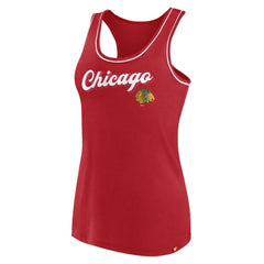 Chicago Blackhawks Fanatics Women's Wordmark Logo Racerback Scoop Neck Tank Top Red