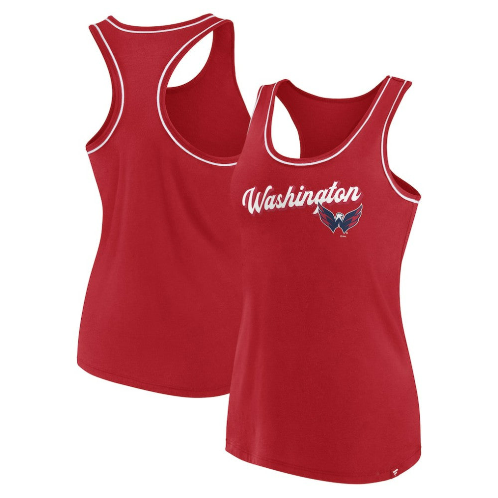 Washington Capitals Fanatics Women's Wordmark Logo Racerback Scoop Neck Tank Top Red