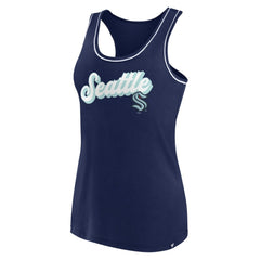 Seattle Kraken Fanatics Women's Wordmark Logo Racerback Scoop Neck Tank Top Deep Sea Blue