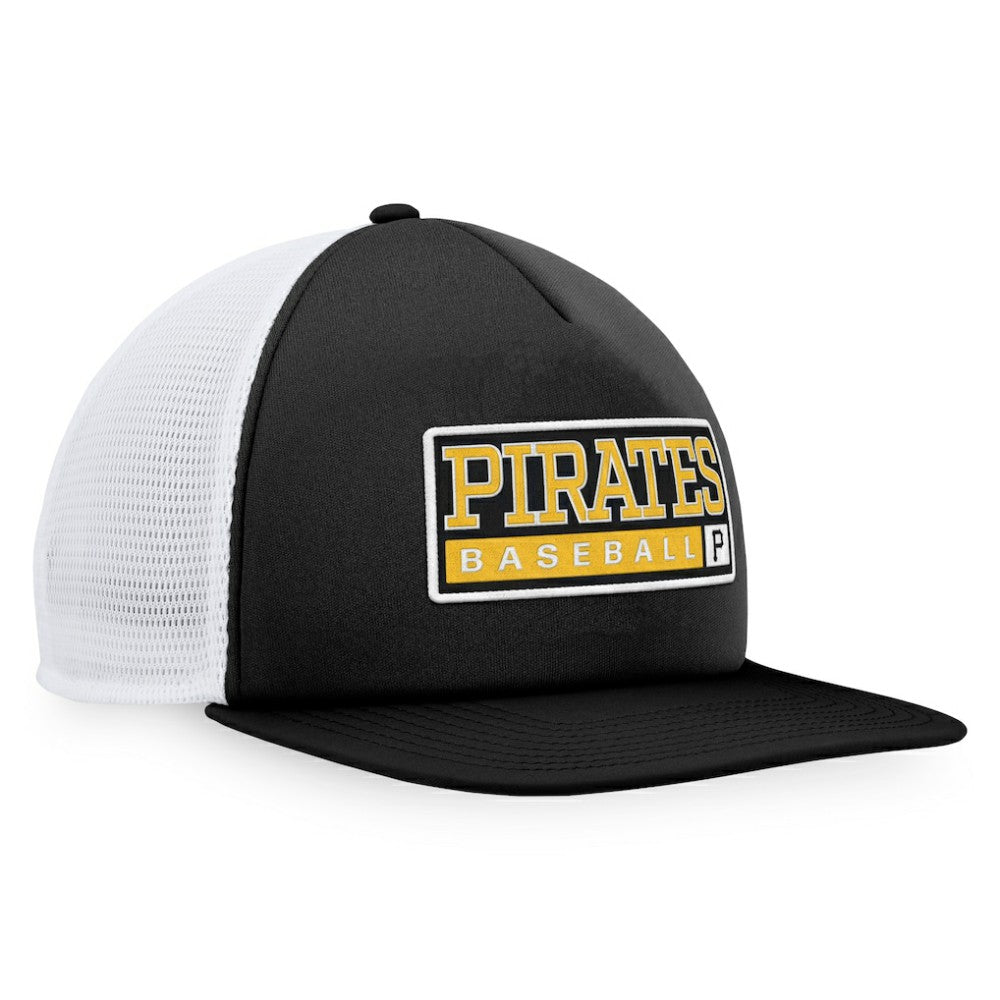 Pittsburgh Pirates Majestic Foam Trucker Snapback Hat Black/White