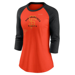 San Francisco Giants Women's Next Up Tri-Blend Raglan 3/4-Sleeve T-Shirt Orange/Black | Nike