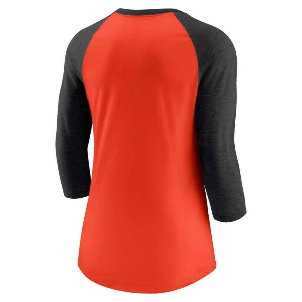 San Francisco Giants Women's Next Up Tri-Blend Raglan 3/4-Sleeve T-Shirt Orange/Black | Nike