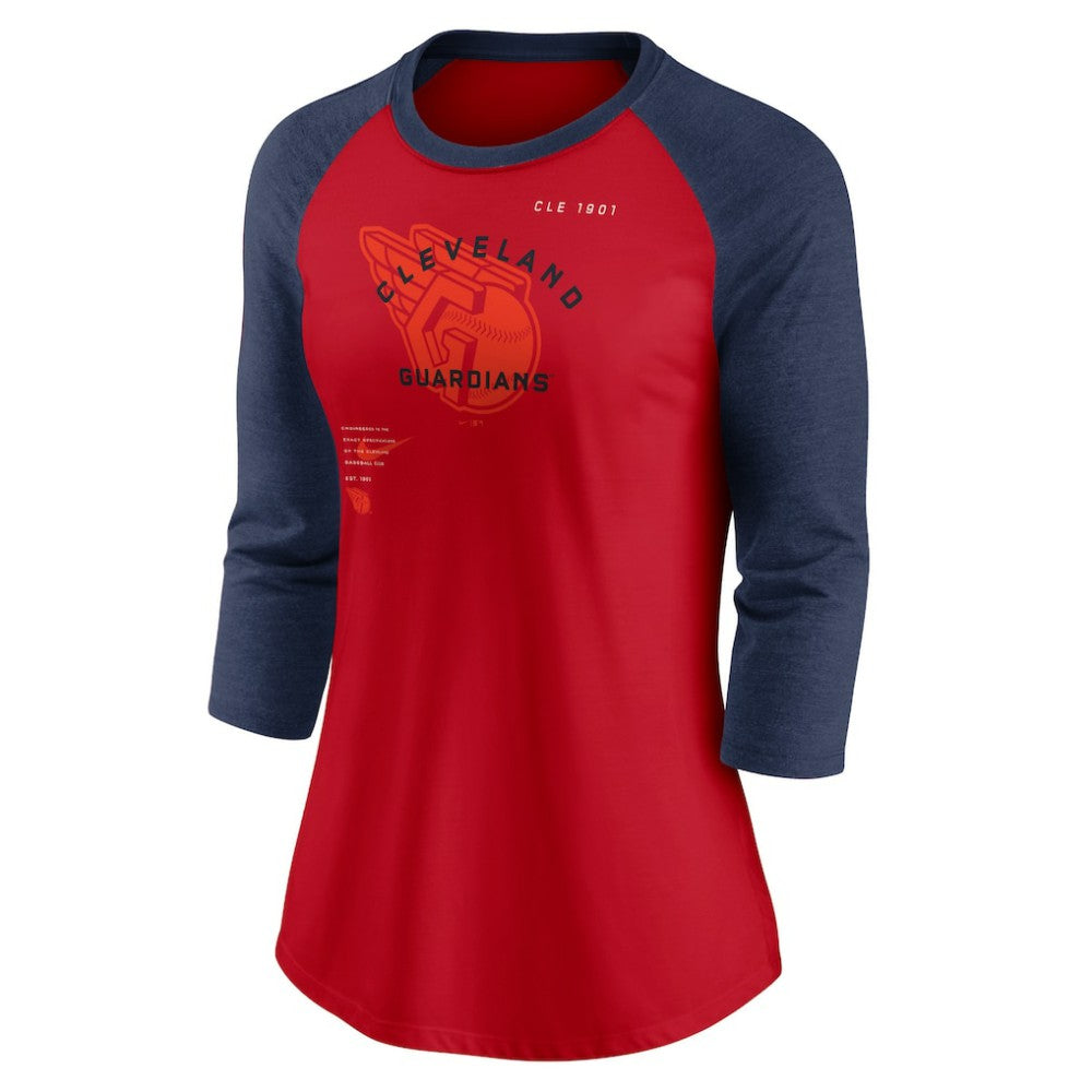 Cleveland Guardians Women's Next Up Tri-Blend Raglan 3/4-Sleeve T-Shirt Red/Navy | Nike