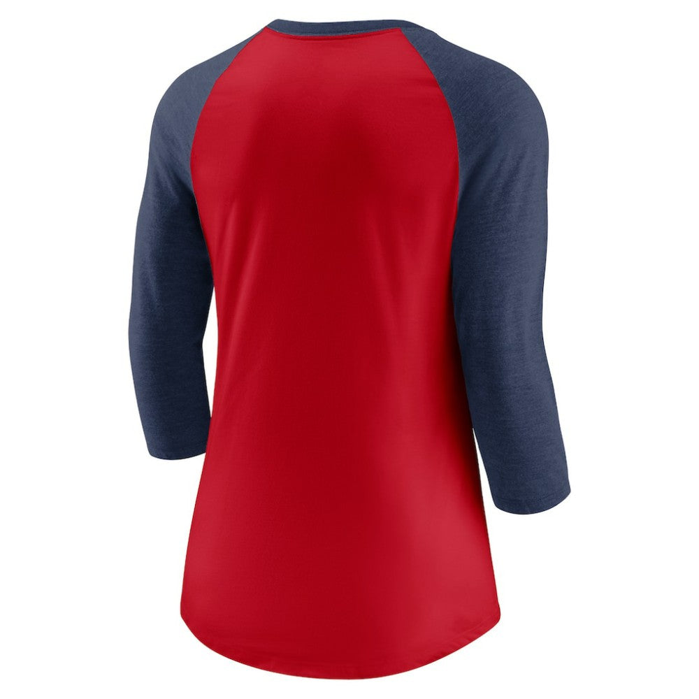 Cleveland Guardians Women's Next Up Tri-Blend Raglan 3/4-Sleeve T-Shirt Red/Navy | Nike