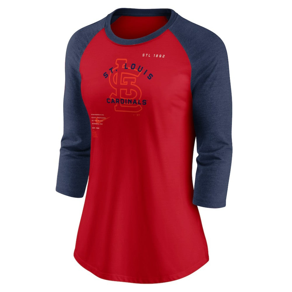 St. Louis Cardinals Women's Next Up Tri-Blend Raglan 3/4-Sleeve T-Shirt Red/Navy | Nike