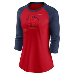 St. Louis Cardinals Women's Next Up Tri-Blend Raglan 3/4-Sleeve T-Shirt Red/Navy | Nike
