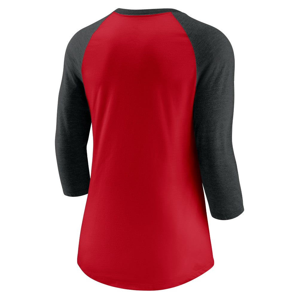Cincinnati Reds Women's Next Up Tri-Blend Raglan 3/4-Sleeve T-Shirt Red/Black | Nike
