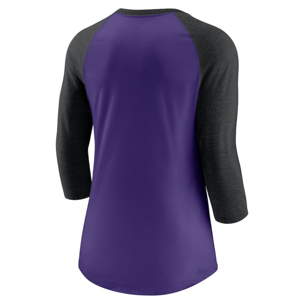 Colorado Rockies Women's Next Up Tri-Blend Raglan 3/4-Sleeve T-Shirt Purple/Black | Nike