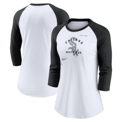 Chicago White Sox Women's Next Up Tri-Blend Raglan 3/4-Sleeve T-Shirt White/Black | Nike