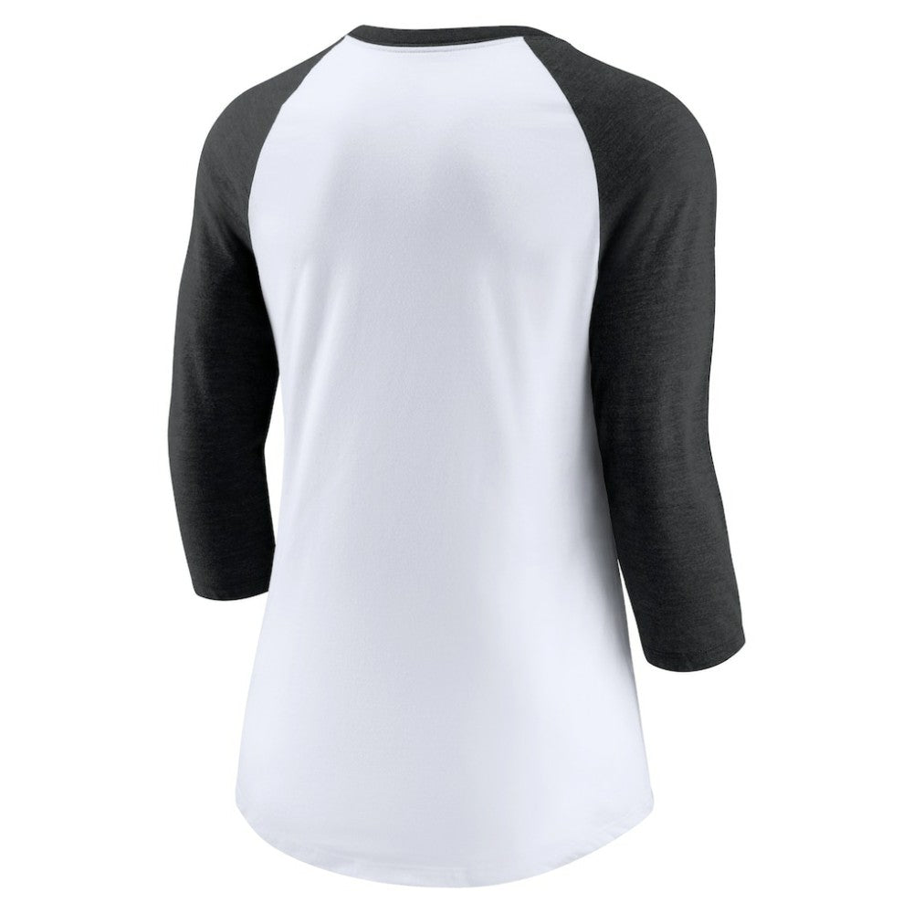 Chicago White Sox Women's Next Up Tri-Blend Raglan 3/4-Sleeve T-Shirt White/Black | Nike