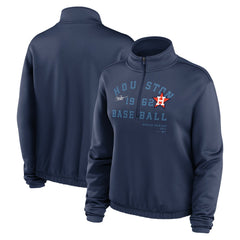 Houston Astros Women's Rewind Splice Half-Zip Semi-Cropped Bubble Hem Sweatshirt Navy | Nike