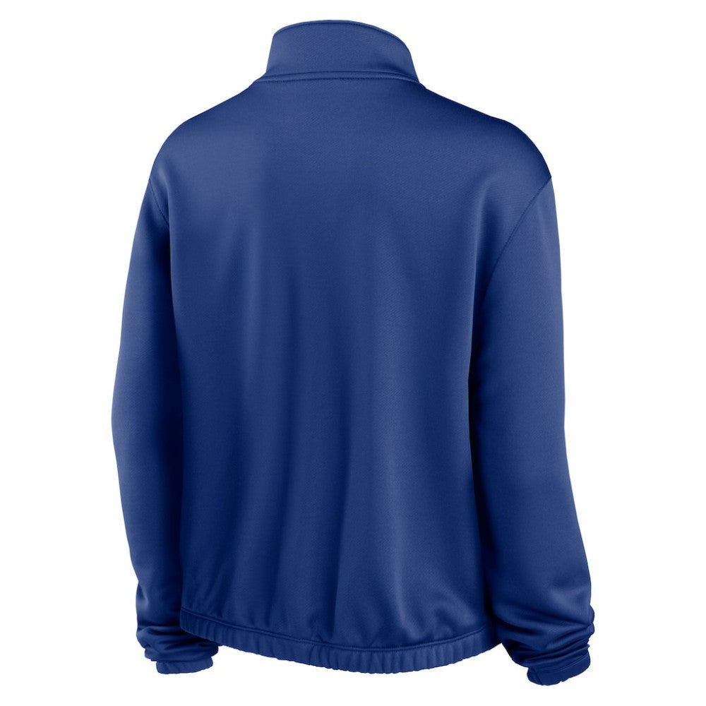 Milwaukee Brewers Women's Rewind Splice Half-Zip Semi-Cropped Bubble Hem Sweatshirt Royal | Nike
