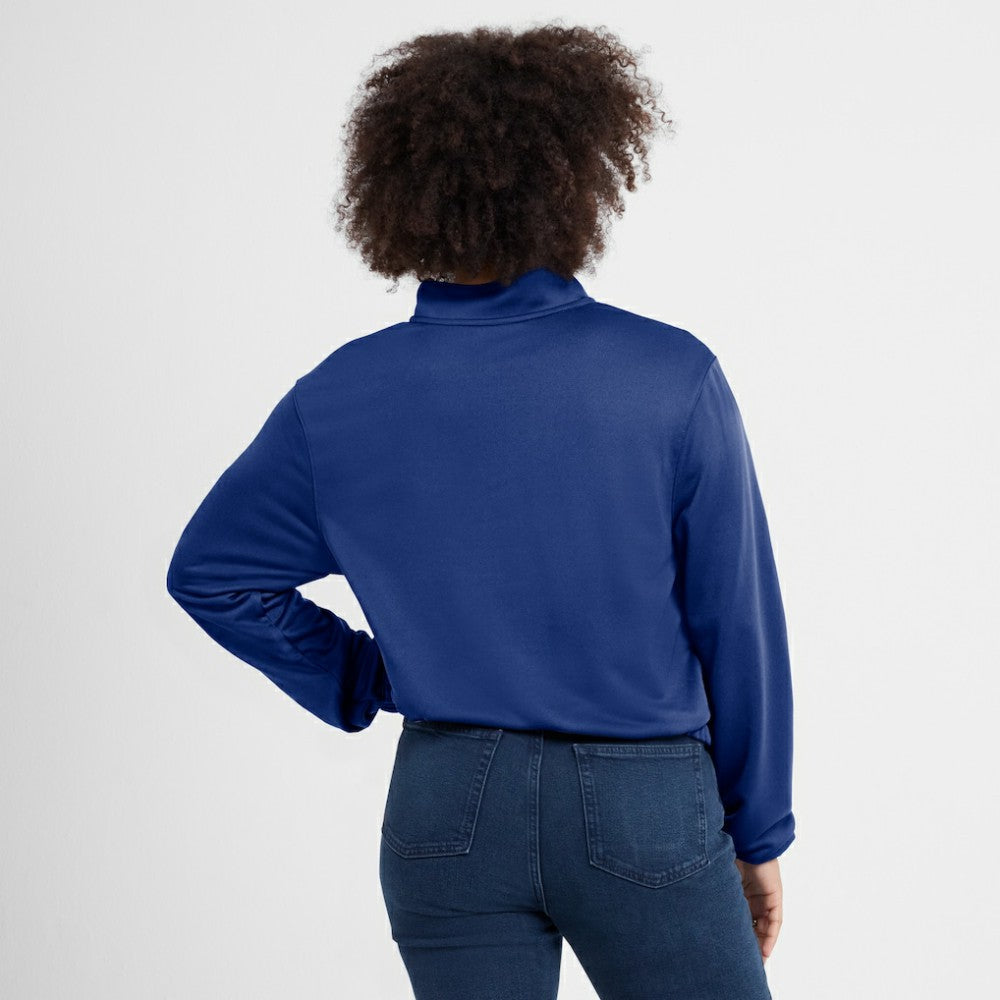 Milwaukee Brewers Women's Rewind Splice Half-Zip Semi-Cropped Bubble Hem Sweatshirt Royal | Nike